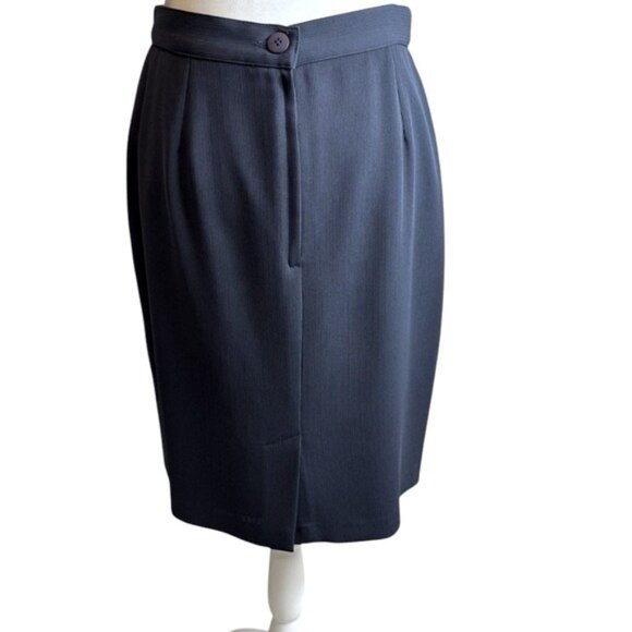 Vintage 90s Patricia Jones Navy Classic Pencil Skirt 12 - Picture 3 of 5